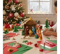 JACKANNA escena de belén de papel, juego de manualidades, escena nativa de papel, belén hecho a mano, decoraciones para fiestas, manualidades de Navidad cristianas, escena nativa de papel, pesebre de