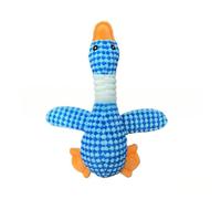 JACKANNA Juguete masticable para gatos y perros de peluche ganso salvaje con chirrido duradero juguete suave para encías para cachorros, suministros para mascotas (ganso azul)
