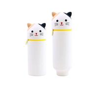 JACKANNA Pennal de silicona - Estuche creativo elástico para estudiantes, portalápices y elegante estuche - Lindo accesorio escolar de silicona suave para niños y adultos, Gato Manchado Sonriente