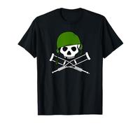 Jackass Military Helmet Skull & Crossbones Logo Camiseta