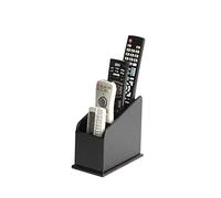 JackCubeDesign 4 compartimentos Portateléfono de control remoto en cuero negro, Controlador Guía de TV, Caja de almacenamiento multimedia - MK292A