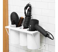 JackCubeDesign MK470A - Soporte de Pared para secador de Pelo, Organizador de Herramientas para el Cuidado del Cabello, Accesorios de baño, Bandeja de Almacenamiento, Acero para baño (Blanco)