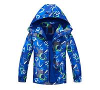 Jacke Atmungsaktive Windjacke mit Kapuze und Fleecefutter für Jungen für Outdoor-Aktivitäten und Partys, Wintermantel für Jugendliche Von 13 bis 16 Jahren (Dark Blue, 5-6Years)
