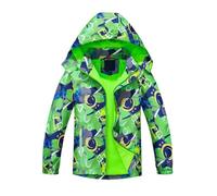 Jacke Atmungsaktive Windjacke mit Kapuze und Fleecefutter für Jungen für Outdoor-Aktivitäten und Partys, Wintermantel für Jugendliche Von 13 bis 16 Jahren (Green, 5-6Years)