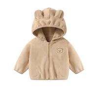Jacke Fleecejacke für Mädchen und Jungen, lässig, flauschig, mit Reißverschluss, Plüsch, Dick, Warm, Kapuzenmantel, Kleinkind, /Winter, Bluse, Outfit für draußen (Khaki, 2-3 Years)