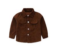 Jacke Kleinkind Baby Mädchen Jungen Winter Gerippte Feste Baumwolle Langarm Mantel Strickjacke Kleidung (Coffee, 2-3 Years)