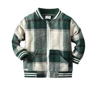Jacke Kleinkind Jungen Langarm Winter Warm Outwear Jacke Mantel Plaid Green Oututwear für Babys Kleidung (Green, 4-5 Years)
