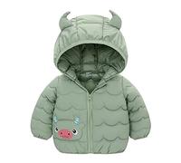 Jacke Kleinkind Jungen Wintermantel Cartoon Kuh Kapuzenjacke Verdicken Winddicht Warme Oberbekleidung (Green, 12-18 Months)
