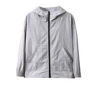 Jacke Lässige, modische, einfarbige Unisex-Sonnenkleidung für Kinder (2-16 Jahre alt) (Light Gray, 130)
