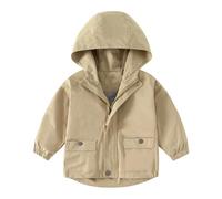 Jacke Windjacke für Jungen für Kinder, Leicht, mit Kapuze und Reißverschluss, lässige Outdoor-Schuljacke für Jungen im Alter Von 2 bis 13 Jahren (Khaki, 8-9 Years)