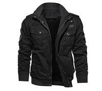 Jacken Herren Softshell Männer Winter Mode Casual Solid Color Kapuzen Dicke Reißverschluss Tasche Mantel Jacke Herren Warm Wasserdicht (Black, M)