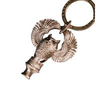 jackeywu Llavero Colgante de Silbato de Búho de Latón Elegante - Accesorio de Llavero Hecho a Mano de Estilo Retro con Ojos de Ónix Negro, Encanto Único de Búho para Bolsa, Regalo de Lujo