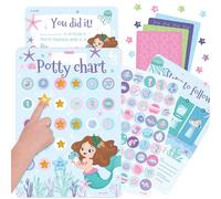 jackinthebox Tabla de entrenamiento de sirena para ir al baño | Más de 100 calcomanías con purpurina | más de 320 calcomanías impresas | Certificado de logro | Tabla de orinal para niños y niñas