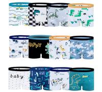 JackLoveBriefs Calzoncillos Tipo BóXer para NiñOs AlgodóN Dinosaurio PatróN De Oso Polar Ropa Interior para NiñOs Paquete De 12, 1-3 AñOs, Blanco, TamañO S