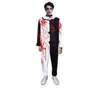 Jackolume Art The Clown - Disfraz de payaso asesino aterrador para adultos, disfraz de payaso asesino sangriento para cosplay, Halloween, aterrador, conjunto completo