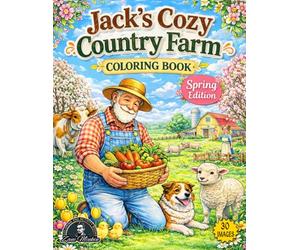 Jack's Cozy Country Farm Coloring Book: Spring Edition - Featuring 30 Relaxing Farm Life Scenes, Cute Animals, Rustic Barns, Gardens, and Peaceful Country Charm for Adults, Teens & Kids