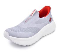 JACKSHIBO Manos libres Slip in Herren Schuhe Slip on Sneakers Fußbogenstütze Orthopädische Schuhe Memory Foam Walkingschuhe Laufschuhe Sportschuhe Turnschuhe, gris, 42 EU Ancho