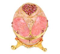 Jacksking Caja de baratija en Forma de Huevo Faberge, Huevo de Pascua esmaltado Vintage Diamante Organizador de joyería Caja de baratija decoración Regalo Huevo estatuilla
