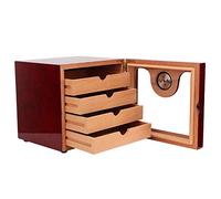 Jacksking Humidor de Puros, Madera de Cedro de Gran Capacidad Humidor de Puros de 4 cajones Caja de gabinete Humidor de Viaje con higrómetro humidificador