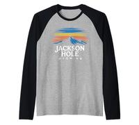 Jackson Hole Wyoming Aventura Montaña Retro Camiseta Manga Raglan