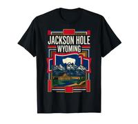 Jackson Hole Wyoming Bandera Grand Teton Vintage Art Camiseta