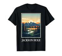 Jackson Hole Wyoming Mountain Valley Vintage Retro Viaje Camiseta