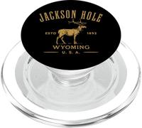 Jackson Hole Wyoming USA Estd 1892 con diseño de Recuerdo de Alce PopSockets PopGrip para MagSafe