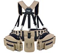 Jackson Palmer Cinturón de herramientas profesional Comfort-Rig con tirantes ajustables (bolsillos desmontables y 2 ganchos para herramientas eléctricas), color marrón y negro
