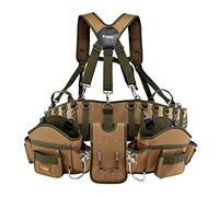 Jackson Palmer Cinturón de herramientas profesional Comfort-Rig con tirantes ajustables (bolsillos desmontables y 2 ganchos para herramientas eléctricas), color marrón y verde