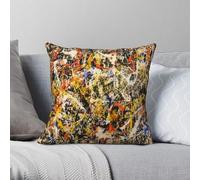 Jackson Pollock - Funda de almohada de poliéster, lino, terciopelo, decoración creativa, color rojo, amarillo, azul y negro