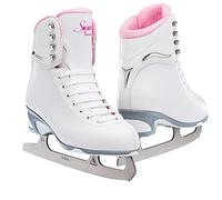 Jackson Ultima Finesse 180 Hight Top Lace Up Medium Support SoftSkate Patines de Hielo artísticos, Mujer, Blanco/Rosa, 11 Misses
