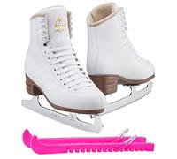 Jackson Ultima JS1490 Mystique - Patines de Hielo artísticos para Mujer, Color: Blanco/Ancho: Mediano/tamaño: Paquete de 7 Unidades para Adultos con Protectores de Patinaje Guardog