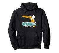 Jacksonville Coastal City Palmeras Y Florida Mapa Vintage Sudadera con Capucha