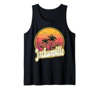 Jacksonville Florida Playa Retro Atardecer Camiseta sin Mangas