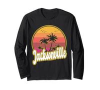 Jacksonville Florida Playa Retro Atardecer Manga Larga