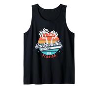 Jacksonville South Beach Florida Retro Atardecer Vintage Viajes Camiseta sin Mangas