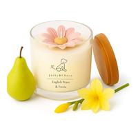 Jacky&Choco Velas Aromáticas de Pera y Fresia, Velas Perfumadas originales, 200gr de Cera de Soja y Abeja con Aceite Esencial, Vela Aromática grande Ideal como Ambientador de Hogar o Aromaterapia