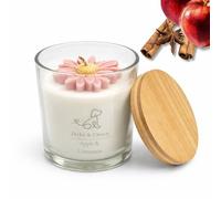 Jacky&Choco Velas Aromáticas Decorativas de Manzana y Canela, Velas Perfumadas Originales, 200gr de Cera de Soja y Abeja, Vela Aromática grande, ideal como Decoración de Hogar o Aromaterapia