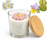 Jacky&Choco Velas Aromáticas Decorativas de Pera y Fresia, Velas Perfumadas Originales, 200gr de Cera de Soja y Abeja, Vela Aromática grande, ideal como Decoración de Hogar o Aromaterapia