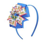 Jacnkb Diadema para el regreso a clases, diadema para profesores, bonita cinta de grogrén, lazo azul, para el primer día de escuela, diseño de autobús, accesorio para el cabello para mujer, aro de