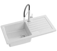 JACOB DELAFON Fregadero blanco cerámico cocina 1 seno con escurridor Duradero, higiénico, fácil limpieza y mantenimiento Reversible (grifo a izq o dcha) Medidas 100x50 cm Color Blanco GASPARD ESB02-00