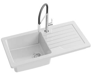 JACOB DELAFON Fregadero blanco cerámico cocina 1 seno con escurridor Duradero, higiénico, fácil limpieza y mantenimiento Reversible (grifo a izq o dcha) Medidas 100x50 cm Color Blanco GASPARD ESB02-00