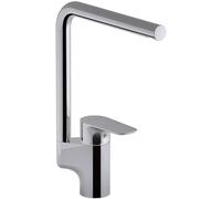 Jacob Delafon Grifo cocina giratorio 360° con aireador antical Ahorro de agua y alta durabilidad, Montaje rápido ALEO E72360-CP