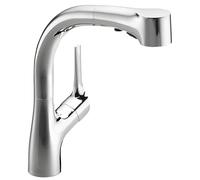 JACOB DELAFON Grifo de cocina extraíble con 3 funciones/chorros de agua Caño giratorio Ahorro de agua Aireador antical Color Cromo ELATE e13963-cp