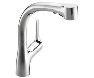 JACOB DELAFON Grifo de cocina extraíble con 3 funciones/chorros de agua Caño giratorio Ahorro de agua Aireador antical Color Cromo ELATE e13963-cp