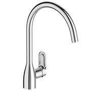 JACOB DELAFON Grifo de cocina para fregadero Monomando con caño giratorio 360º Aireador antical Instalación fácil y rápida Cartuchos de discos cerámicos. KUMIN E99477-CP