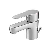 JACOB DELAFON Grifo monomando con desagüe automático para lavabo Aireador antical Ahorro de agua Fácil y rápida instalación Latón Cromado JULY E16027-4D-CP