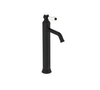 Jacob Delafon - Grifo monomando para lavabo con pico alto Louise - Diseño retro, mango cerámico, ahorro de agua, 17 x 36,2 x 5,5 cm, acabado negro mate - E24361-BL