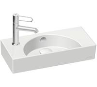 JACOB DELAFON Lavamanos pequeño cerámico para baños pequeños o aseos 50 x 22,5 x 8,5 cm 1 orificio de grifería a izquierda Lavabo instalación a pared Fácil limpieza ODÉON RIVE GAUCHE EGO112-55-00