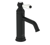 Jacob Delafon Louise - Grifo monomando para lavabo (diseño retro, mango cerámico, ahorro de agua, fácil instalación, 17 x 23,20 x 5,5 cm), acabado negro mate